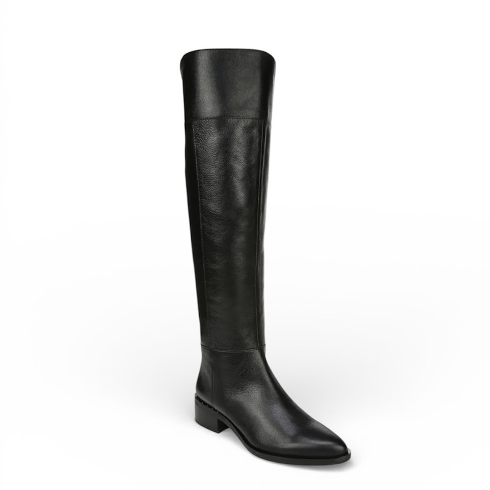 🆕 Franco Sarto Knee High Riding Boots Women’s Size 6 Black Back Zip Low Heel